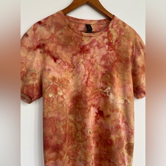 SIZZLING Sunset Ice Dyed T-Shirt GILDAN Handmade NEW Medium Orange Blend Unisex - Picture 3 of 11